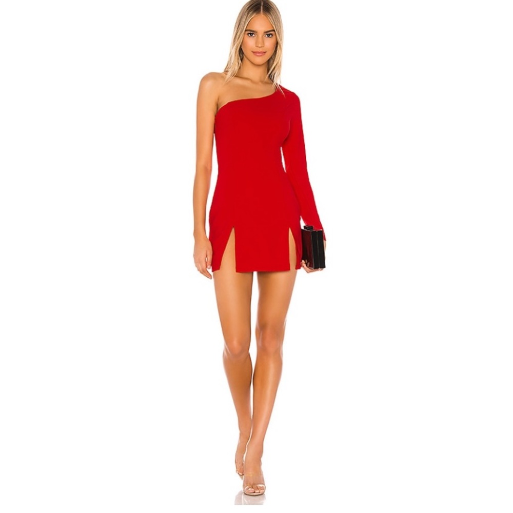 revolve red slit dress